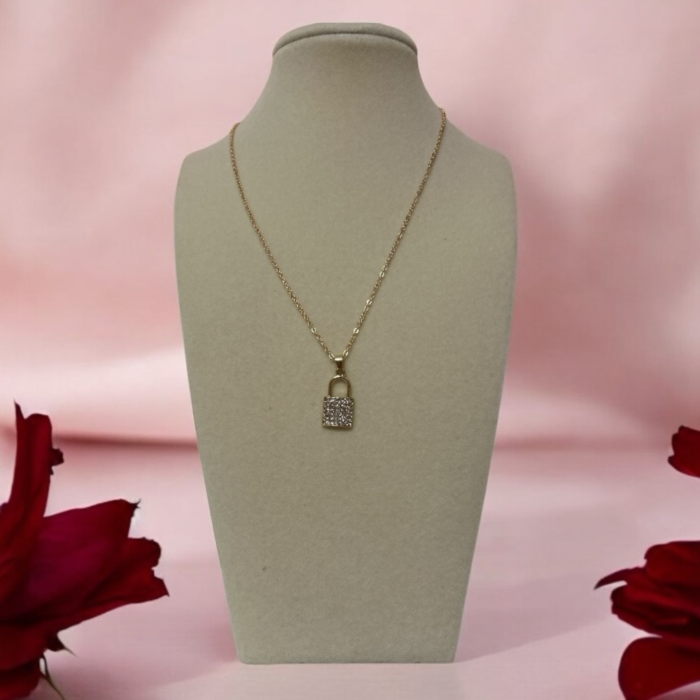 Gold Lockpad Pendant Necklace